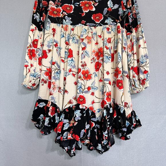 Patrons Of Peace Mini Floral Dress Size S Bohemian Artsy Ruffle Peasant Western - Picture 5 of 11